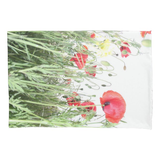 Poppy fields flowers Sun Nature blooms  Pillowcase (Front)