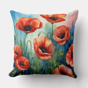 Poppy Fields Forever Throw Pillow