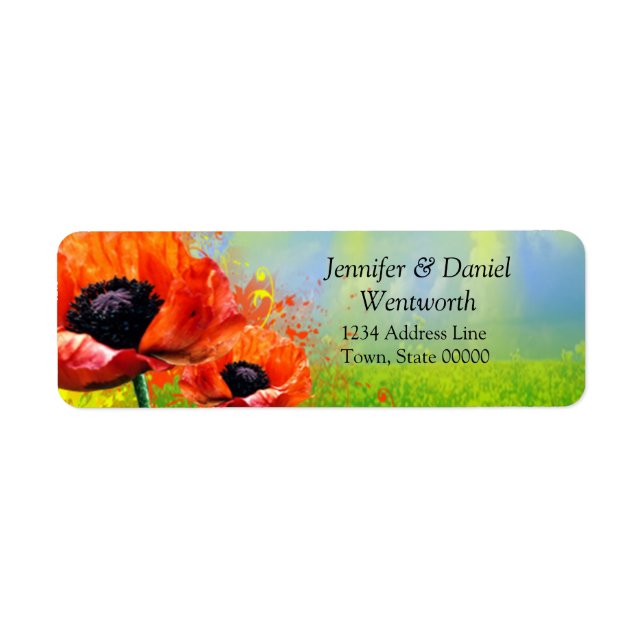 Poppy Fields Garden Party Return Address Labels (Front)