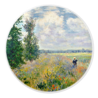 Poppy Fields near Argenteuil by Claude Monet Ceramic Knob
