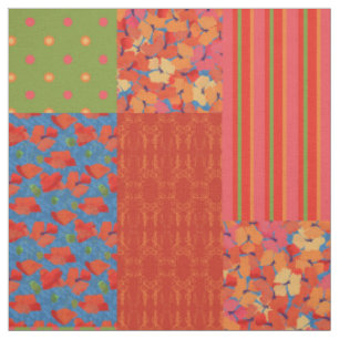Poppy Fields Patterns Faux Patchwork Fabric