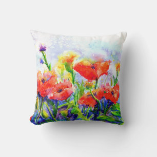 Poppy Fields Throw Pillow