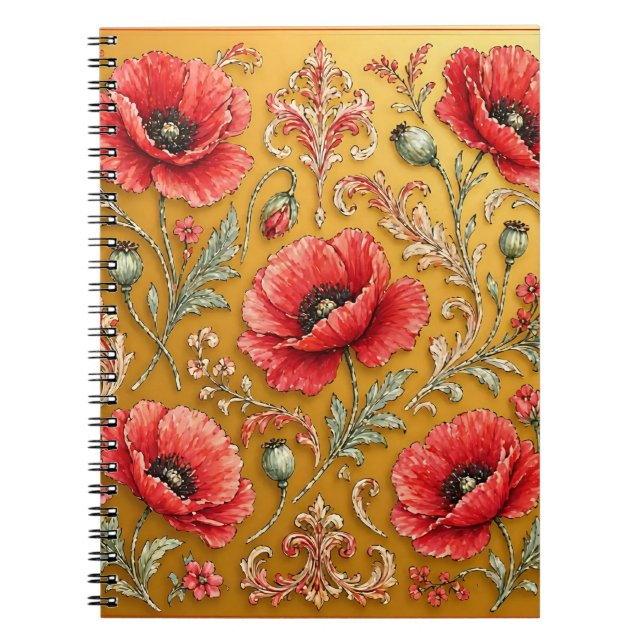 Poppy fleur golden design notebook (Front)
