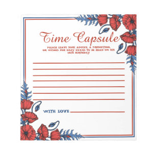 Poppy Floral Baby Shower Time Capsule Notepad