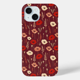 Poppy Floral Pattern iPhone 15 Case