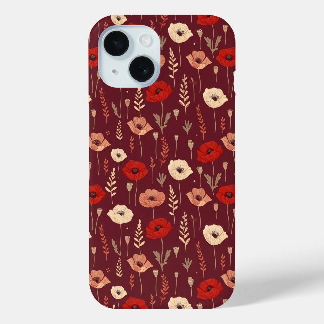 Poppy Floral Pattern Case-Mate iPhone Case (Back)