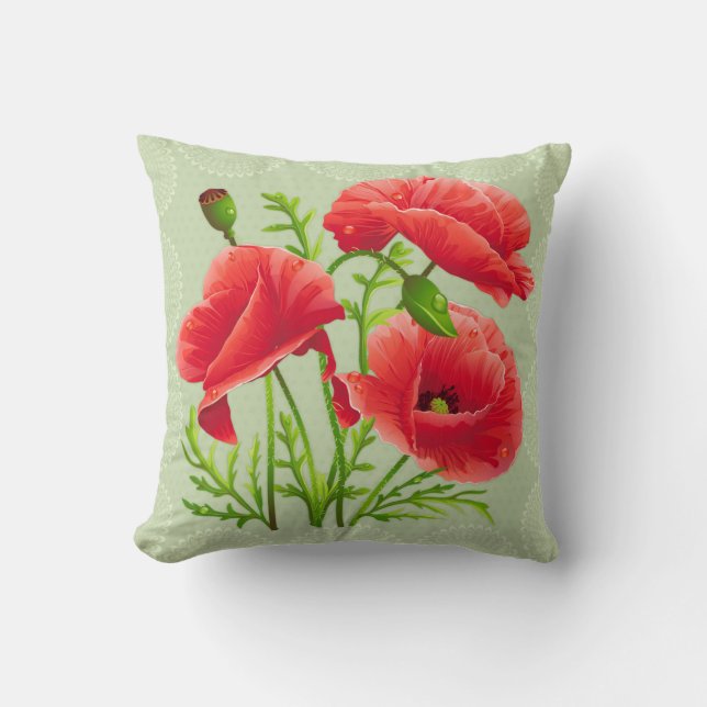 Poppy floral pillow (Front)