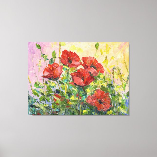 Poppy, flower abstract, modern painting, canvas (Front)