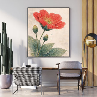 Poppy Flower Art Print | Botanical Wall Art Poster