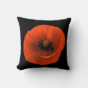 Poppy Flower Colourful Floral Abstract Custom Throw Pillow