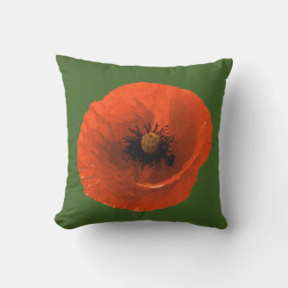 Poppy Flower Colourful Floral Abstract Forest Gree Outdoor Pillow