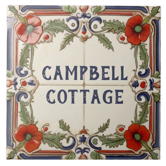 Poppy Flower Custom House Name Plate Sign Plaque Tile (Front)