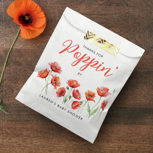 Poppy Flower Floral Spring Baby Bridal Shower Favour Bag
