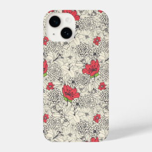 Poppy Flower Garden Pattern iPhone 14 Case