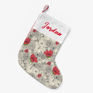Poppy Flower Garden Pattern Small Christmas Stocking