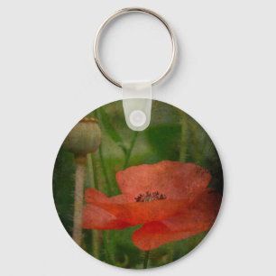 Poppy Flower Keychain