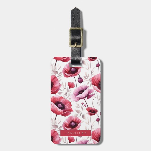 Poppy Flower Luggage Tags (Front Vertical)