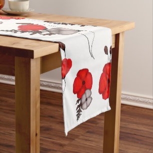 Poppy flower pattern medium table runner