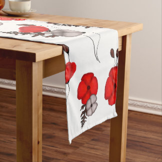 Poppy flower pattern medium table runner