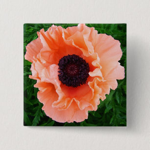 Poppy Flower Square Pin