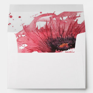 Poppy flower, watercolor envelopes