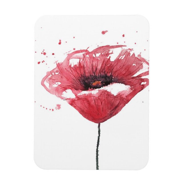 Poppy flower, watercolor magnet (Vertical)