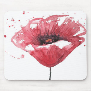 Poppy flower, watercolor mouse pad