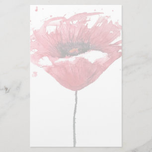 Poppy flower, watercolor stationery