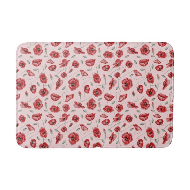 Poppy Flowers Bath Mat (Front)