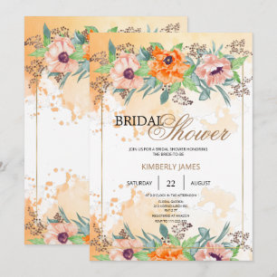 Poppy Flowers bridal shower invitation
