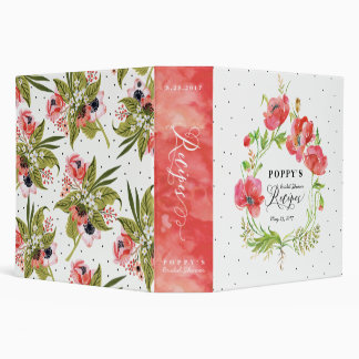 Poppy Flowers Bridal Shower Recipe 3-Ring Binder