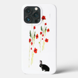 Poppy Flowers Bunny Rabbit Art iPhone 13 Pro Case