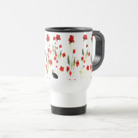 Poppy Flowers Bunny Rabbit Floral