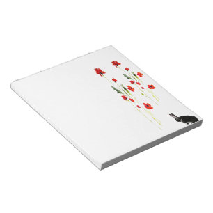 Poppy Flowers Bunny Rabbit Notepad