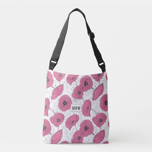 Poppy Flowers custom monogram bags (Front)