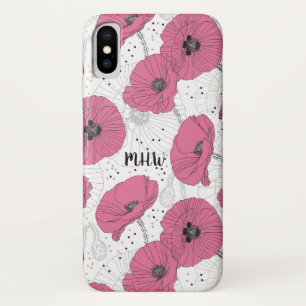 Poppy Flowers custom monogram phone cases