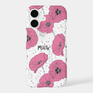 Poppy Flowers custom monogram phone cases