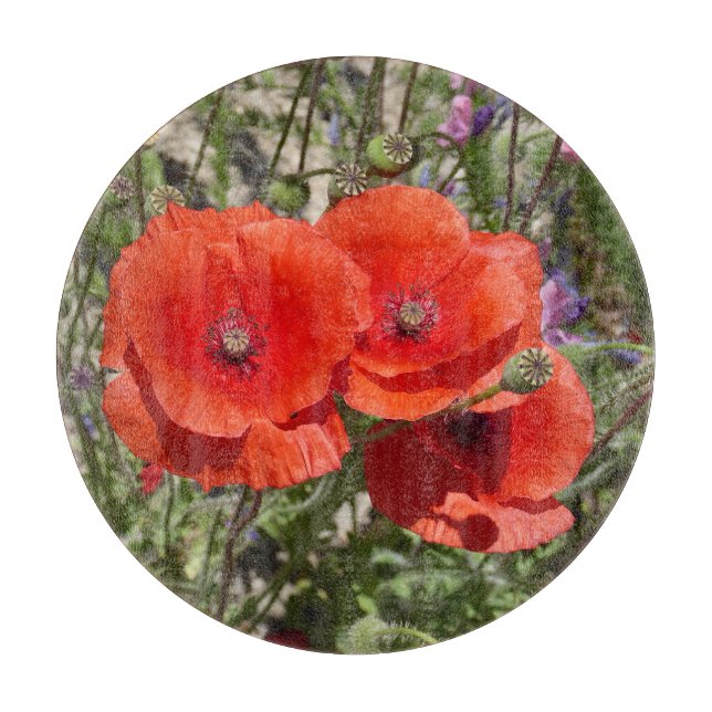 POPPY FLOWERS CUTTING BOARD (Front)