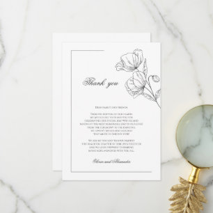 Poppy flowers elegant wedding thank you card 