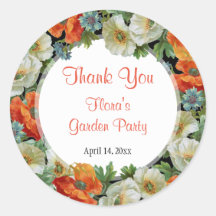 Poppy Flowers in Orange and White Custom Thank You