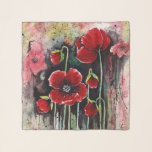 Poppy Flowers In Watercolor Scarf<br><div class="desc">Red poppy flowers watercolor art. Colorful botanical design, suitable for anyone who loves poppy flowers, botanical arts, plants, nature, red flowers, colorful arts, cute illustrations and watercolor arts. Can be a beautiful gift. Please check the full collection for matching items. Thank you :)</div>