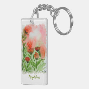Poppy flowers keychain