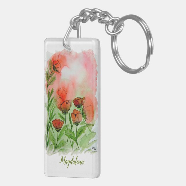 Poppy flowers keychain (Back Right)