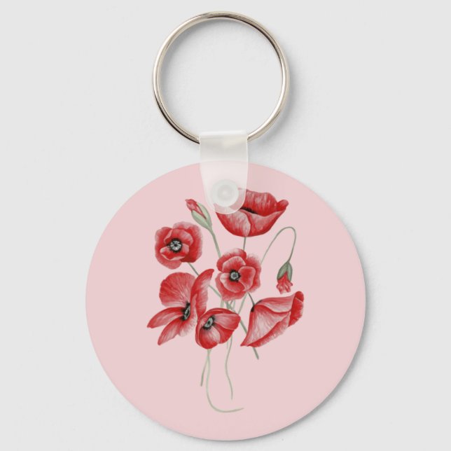 Poppy Flowers Keychain (Front)