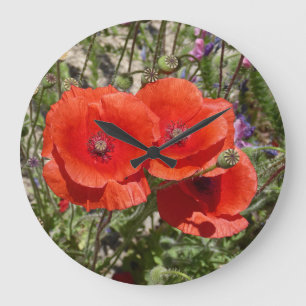 POPPY FLOWERS LARGE CLOCK
