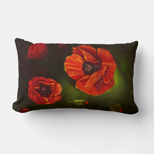 Poppy flowers lumbar pillow (Front)