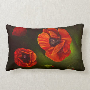 Poppy flowers lumbar pillow