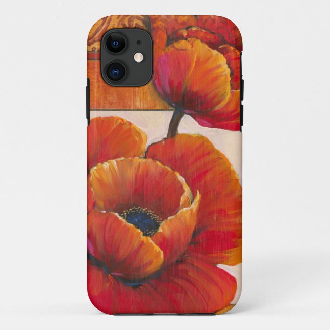 Poppy Flowers on Tan and Orange Background Case-Mate iPhone Case (Back)