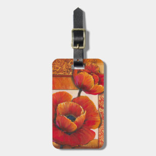 Poppy Flowers on Tan and Orange Background Luggage Tag