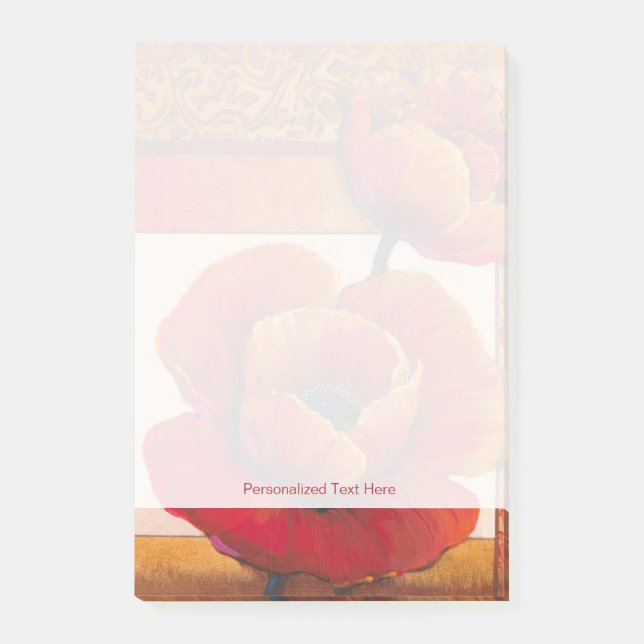 Poppy Flowers on Tan and Orange Background Post-it Notes (Front)